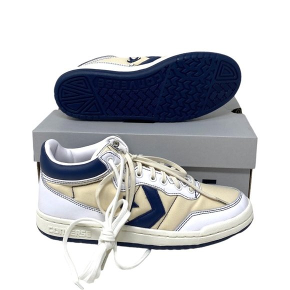 Converse Fastbreak Pro Women Sneakers Leather Mid Top Egret Navy Canvas A01703C - Picture 4 of 10